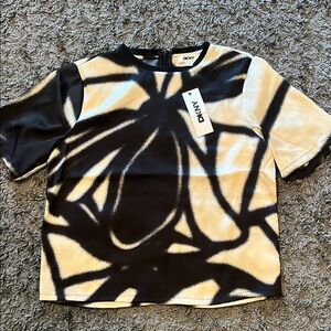 🖤DKNY Black & Cream Abstract Short Sleeve Tee size xs